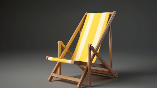 Illustration chaise longue de plage en bois isolée sur fond ai générative