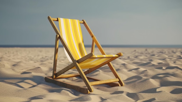 Illustration chaise longue de plage en bois isolée sur fond ai générative