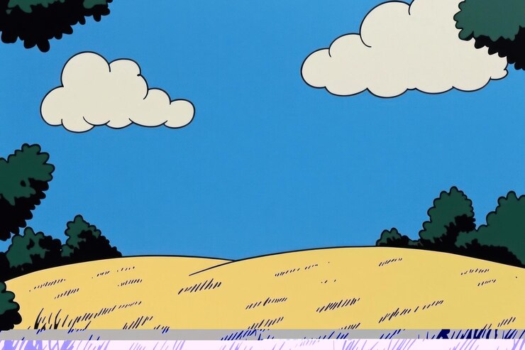 Photo illustration de champ d'été paysage en plein air