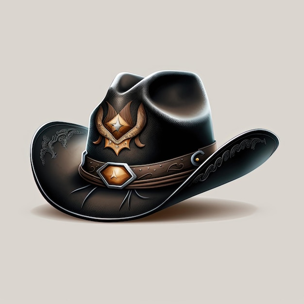 Illustration de chapeau de cowboy noir sur fond blanc pour la conception AI
