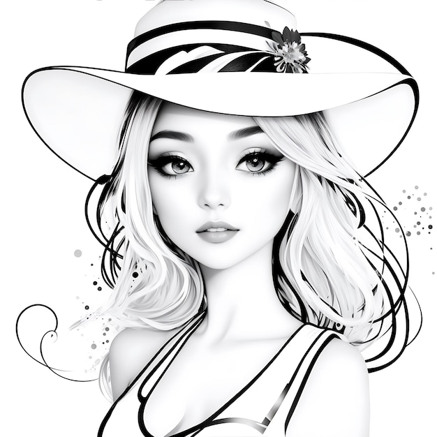 Photo illustration de chapeau femme dessin animé femme