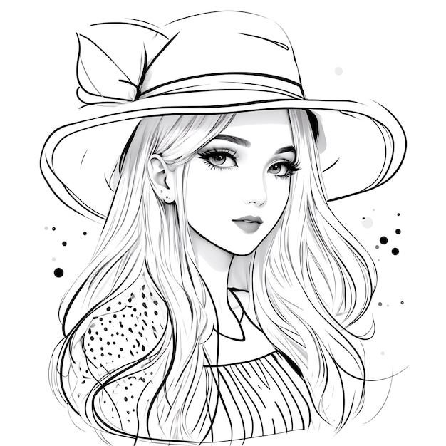 Illustration de chapeau femme dessin animé femme