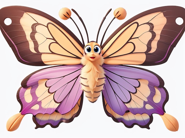 Une illustration charmante colorée d'animation de papillon générative AI gratuite