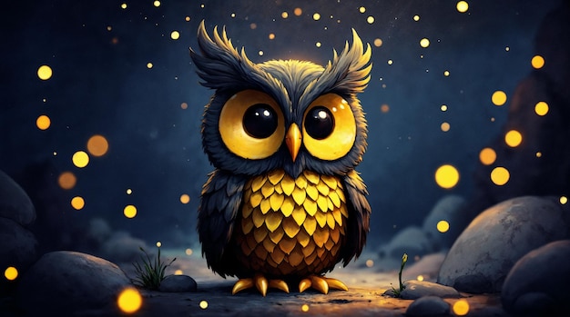 L'illustration charmante du hibou nocturne