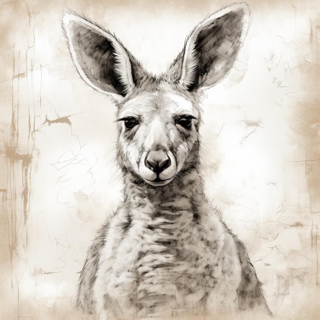 Une illustration charmante d'un kangourou australien sur un fond texturé