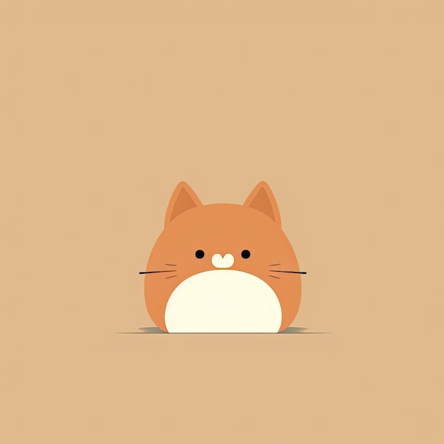 Illustration d'un chat dans le style du minimalisme japonais sur fond beige avec gène de l'espace libre