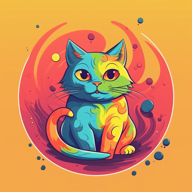 Photo illustration de chat mignon coloré5