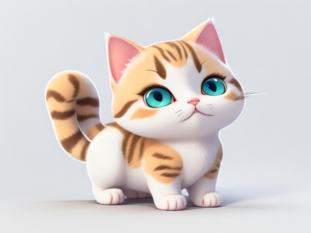Illustration de chat mignon dessin animé 3D