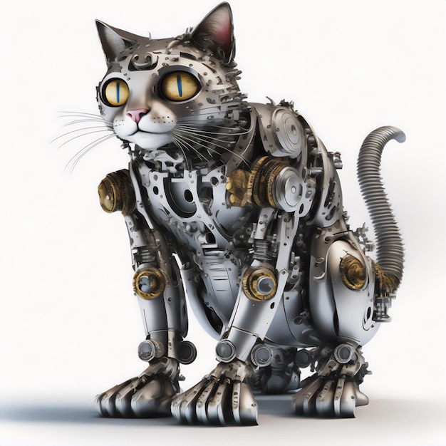 Photo illustration d'un chat robot avec caractère