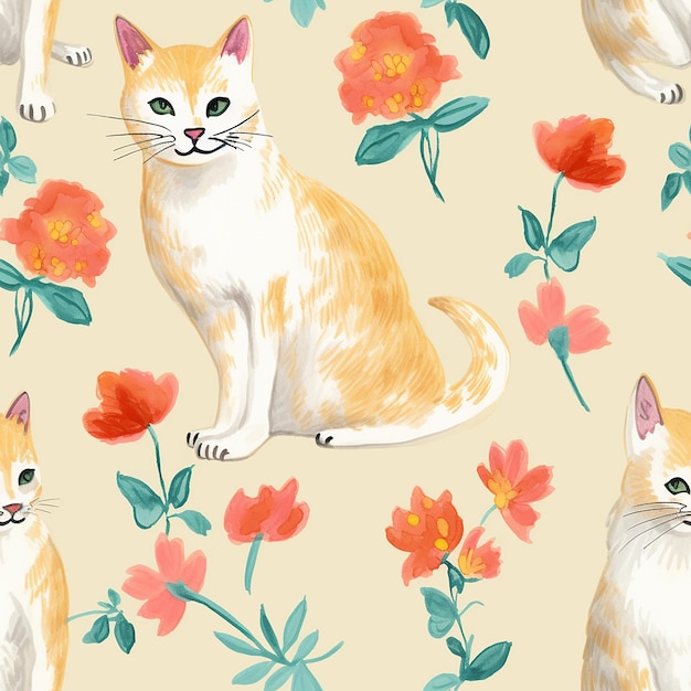 Illustration d'un chat vintage et kitsch