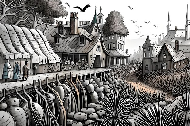 Illustration d'un château d'horreur gothique qui ressemble à quelque chose d'un livre d'images