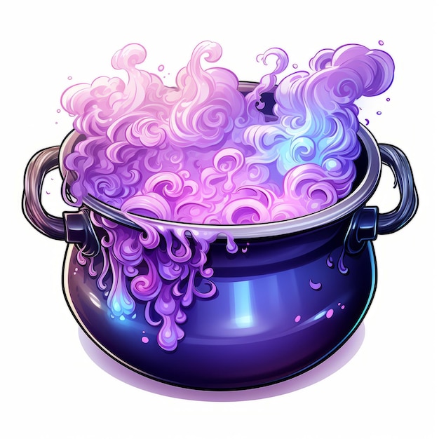 Illustration d'un chaudron de sorcière rempli de potion magique