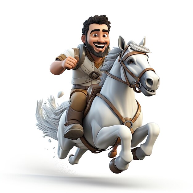 Photo illustration des chevaux homme dessin animé à cheval engageant