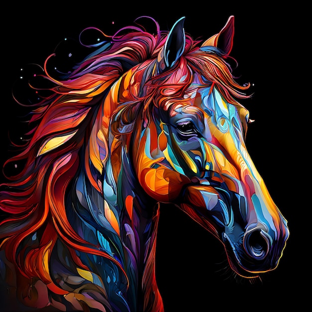 Illustration de chevaux multicolores