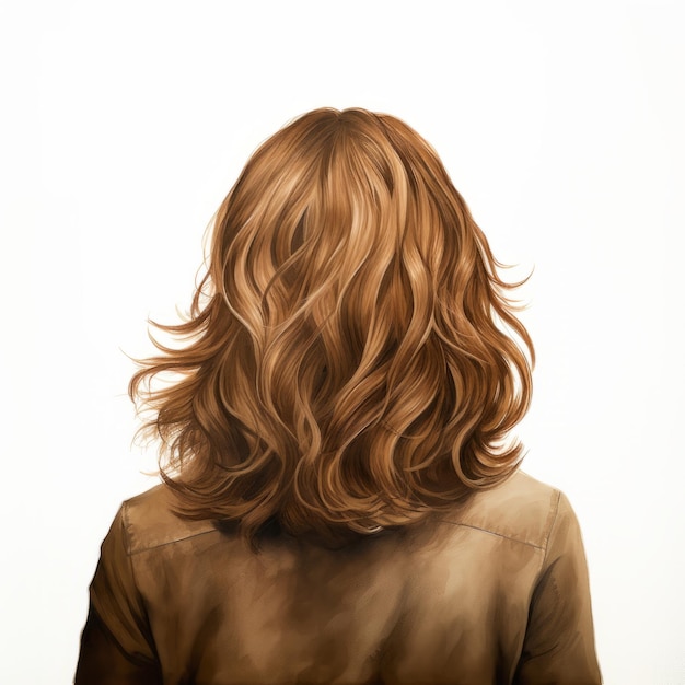 Photo illustration des cheveux bruns d'une femme sur un fond blanc