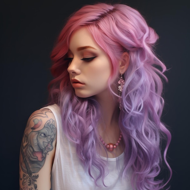 illustration de cheveux rose clair doux accessoire de cheveux cheveux violets