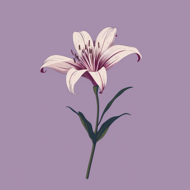 Illustration chic de lily sur un fond violet éteint