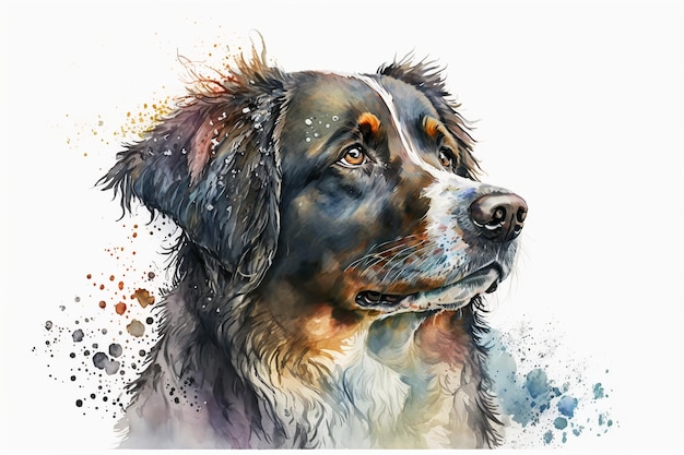 Illustration de chien aquarelle fond blancIA générative