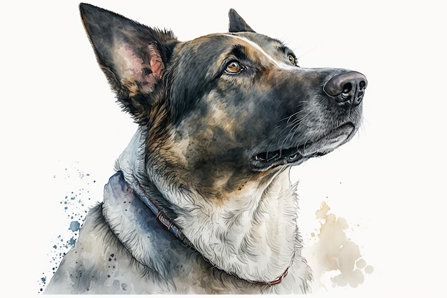 Illustration de chien aquarelle fond blancIA générative