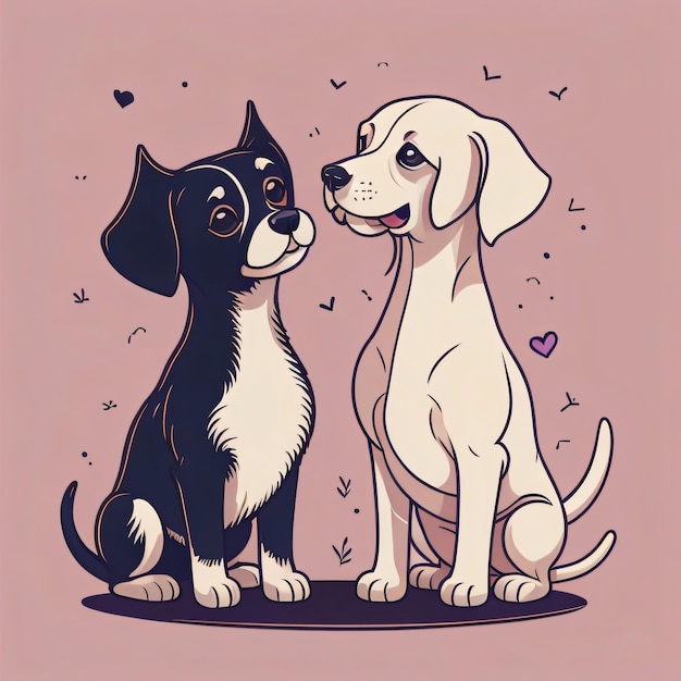 Illustration d'un chien et d'un chat pour un t-shirt