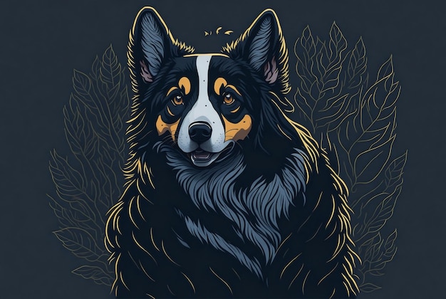 illustration d'un chien mâle dans le thème de la conception graphique et fond sombre