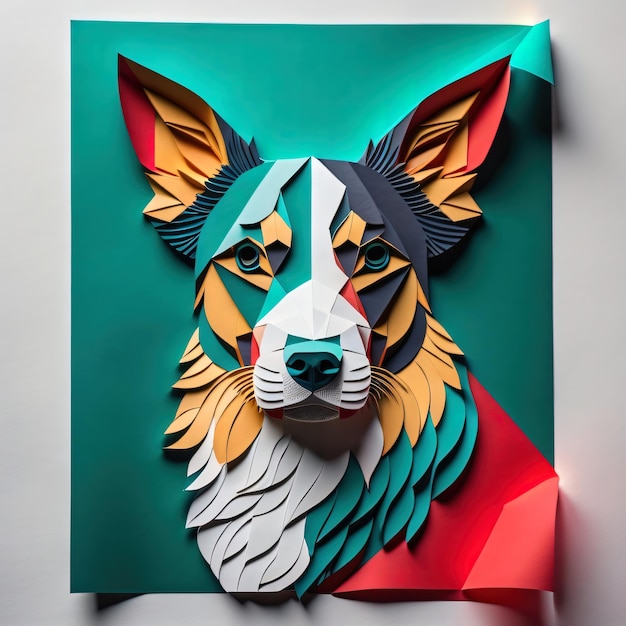 Illustration de chien mignon de style vectoriel d'origami découpé en papier pour la conception de t-shirts et la décoration de la maison