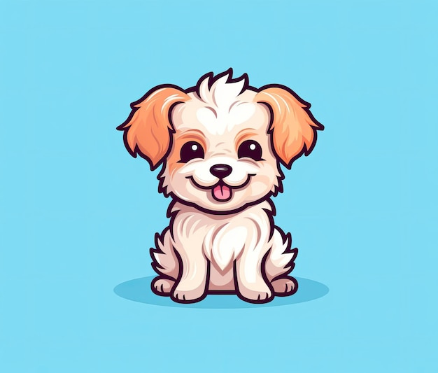 Illustration de chien avec un petit chiot sur fond bleu