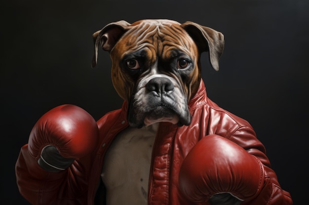 Illustration avec un chien portant des gants de boxe