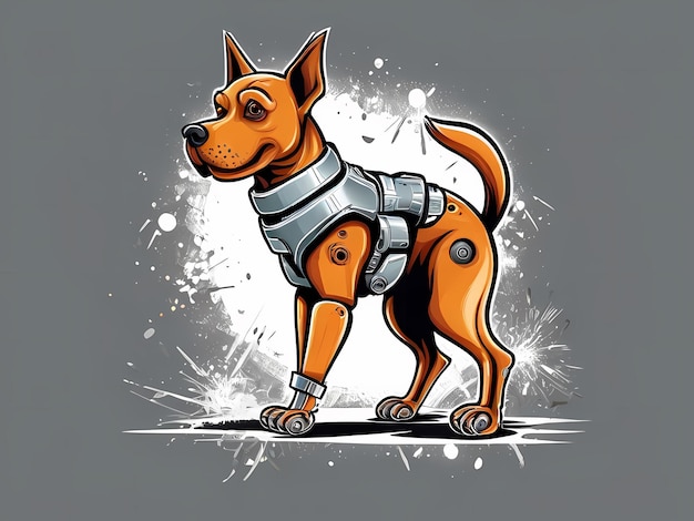 illustration d'un chien robotique pour la conception d'un t-shirt