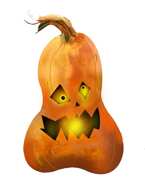 Illustration de citrouille rougeoyante d'halloween isolée