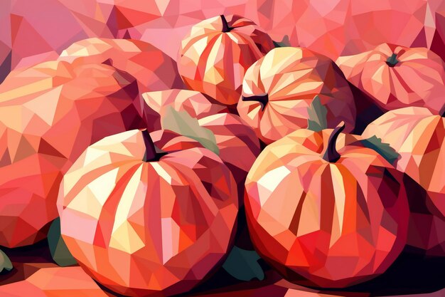 Illustration de citrouilles d'automne dans un style low poly