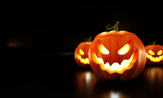 Illustration de citrouilles d&#39;Halloween sur fond noir.