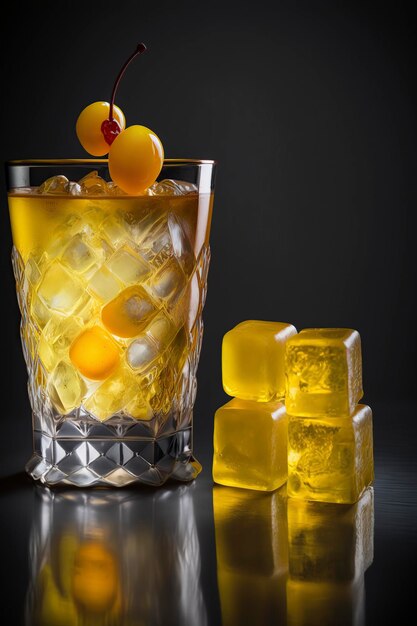 illustration cocktail de vodka avec des fruits et de la glace