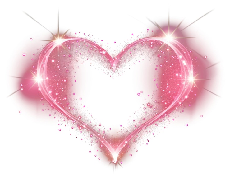 Photo illustration d'un cœur rose lumineux en png