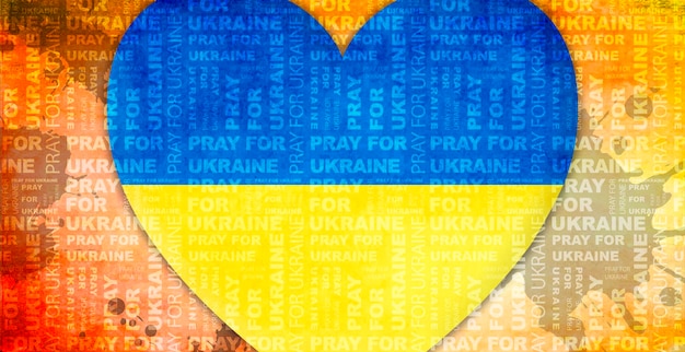 Illustration d'un coeur de style plat de fond de drapeau ukrainien bleu et jaune