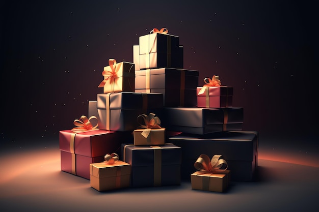 Illustration de coffrets cadeaux photo