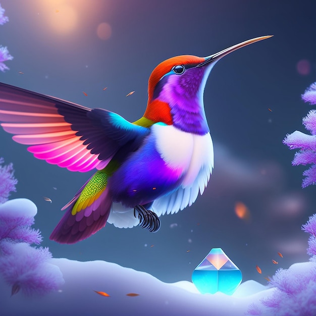 Illustration d'un colibri mystique et coloré générée par une image