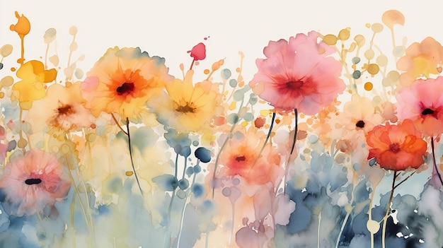 Illustration colorée abstraite art floral AI générative