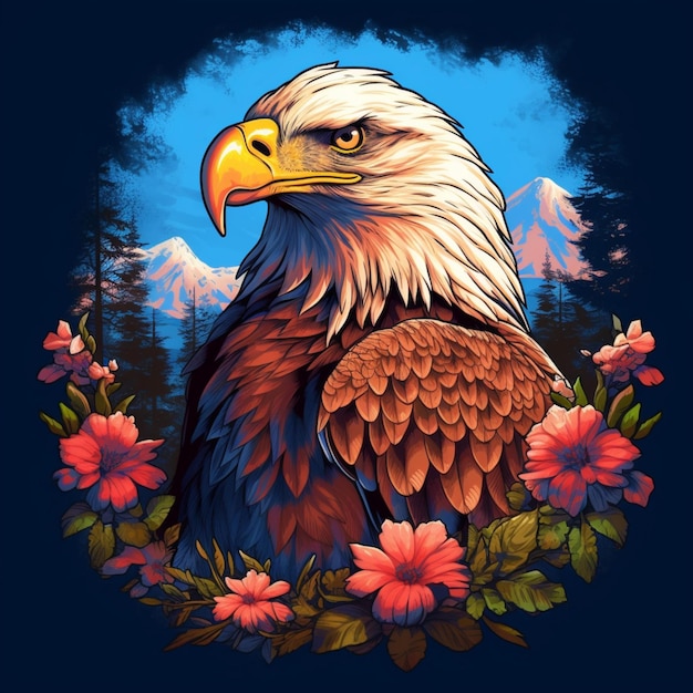 Une illustration colorée et belle d'un aigle majestueux