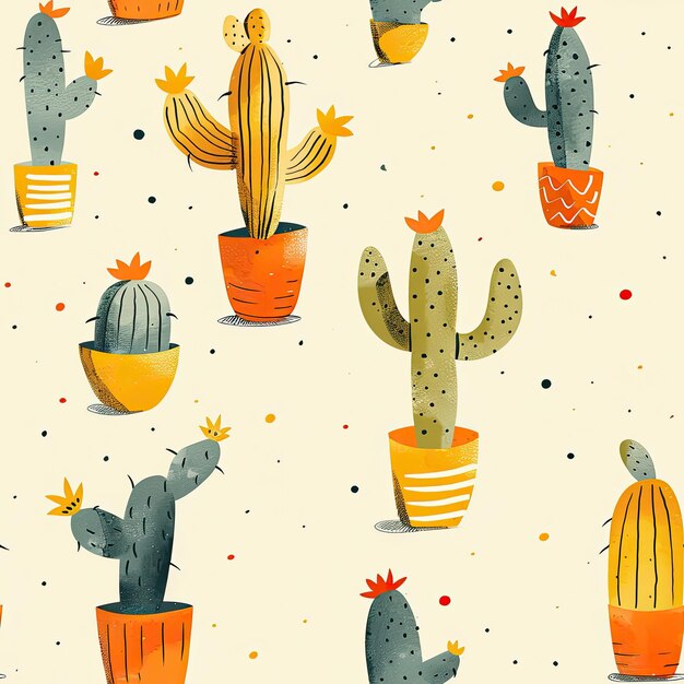 une illustration colorée avec cactus et cactus