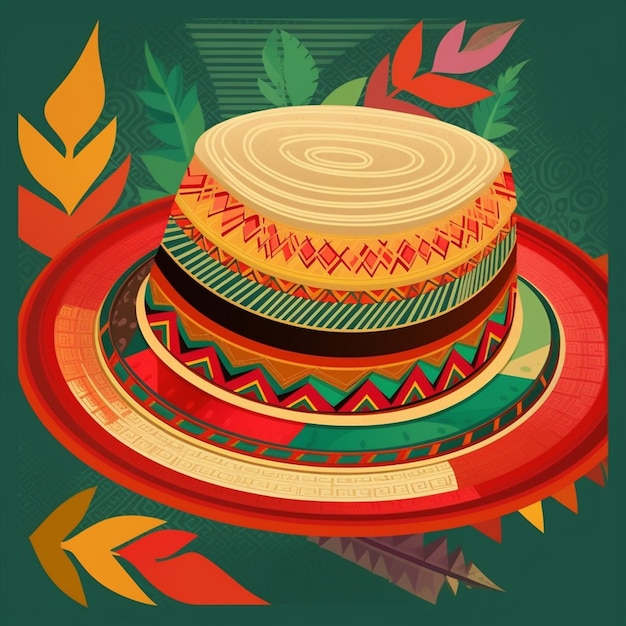 Une illustration colorée d'un chapeau sombrero colombia Independencia de Colombia