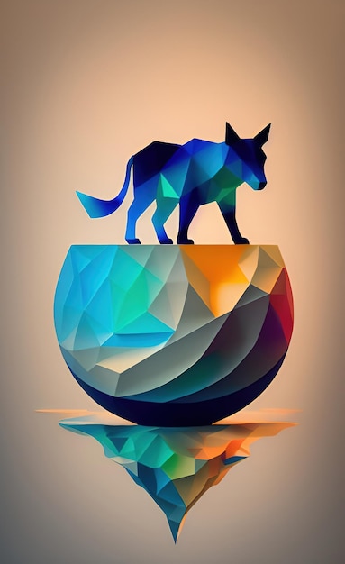 Photo une illustration colorée d'un chien debout sur un vase.