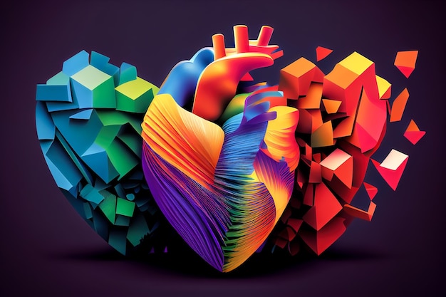 Photo une illustration colorée d'un coeur et d'un coeur humain.