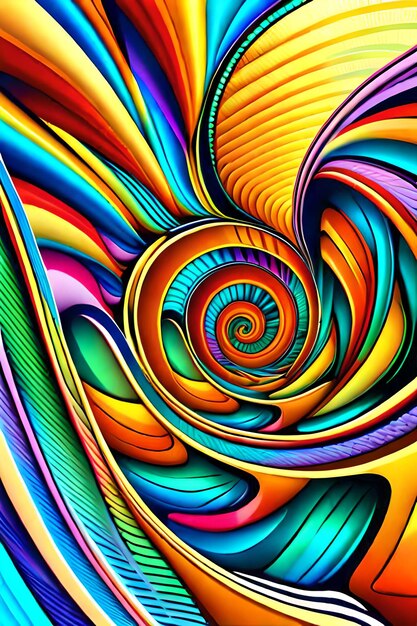 Une illustration colorée d'une conception en spirale avec les mots le mot dessus