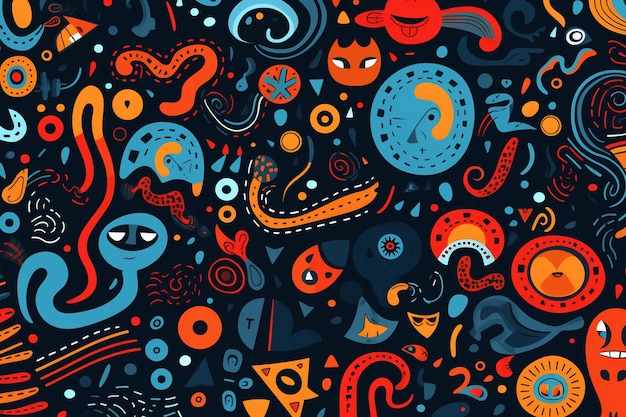 Une illustration colorée d'un doodle