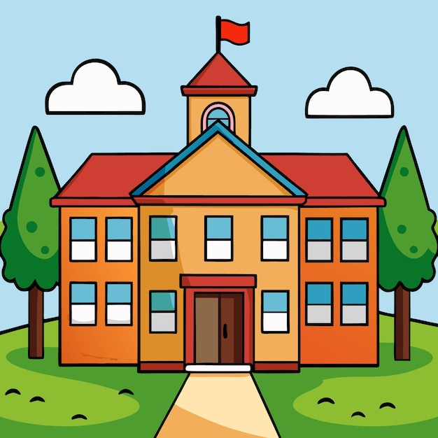 Illustration colorée du bâtiment de l'école