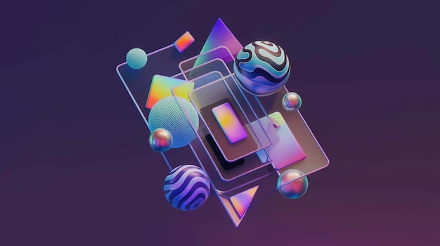 une illustration colorée d'un écran d'ordinateur avec une image d'une conception colorée