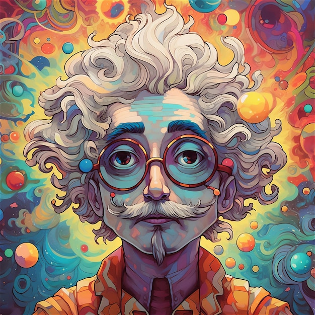 illustration colorée d'einstein