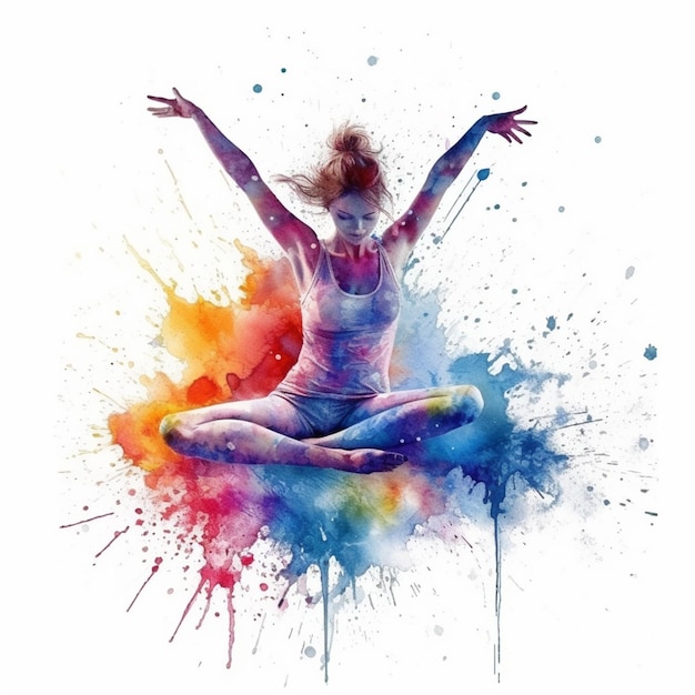 Illustration colorée de femme assise en posture méditative