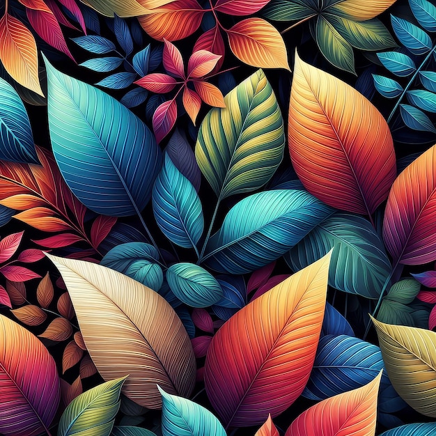 Photo une illustration colorée avec des feuilles colorées